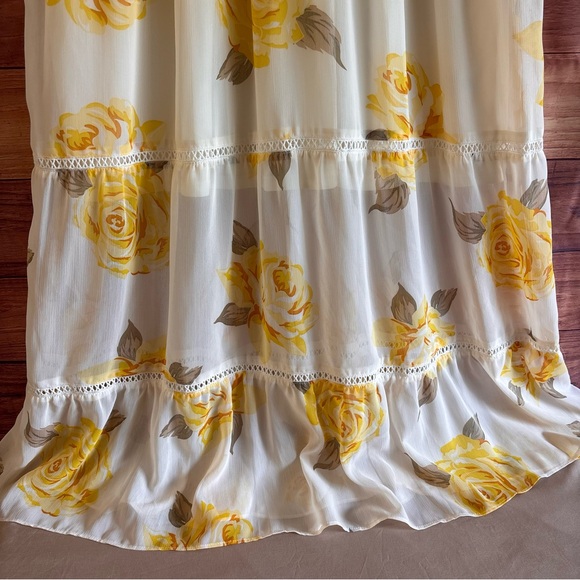 Disney Beauty and the Beast yellow floral rose maxi dress. Size L - Picture 5 of 11